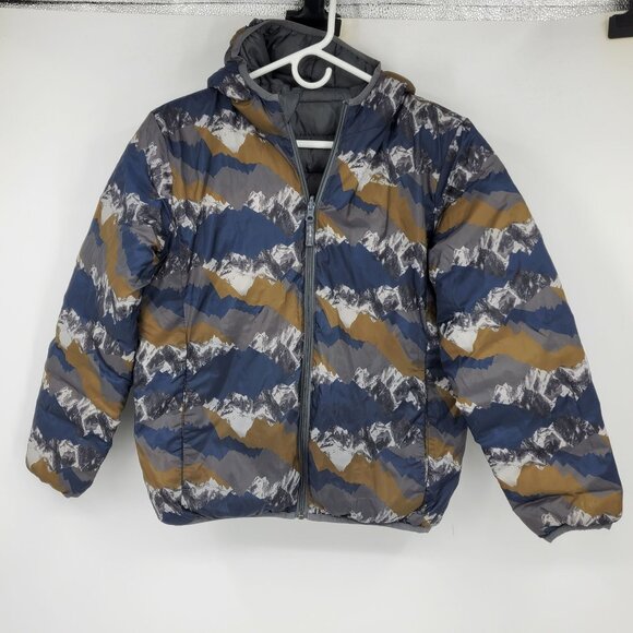 Eddie Bauer Reversible Down Filled Kids Mountain Puffer Jacket Winter Coat Large - Picture 1 of 14